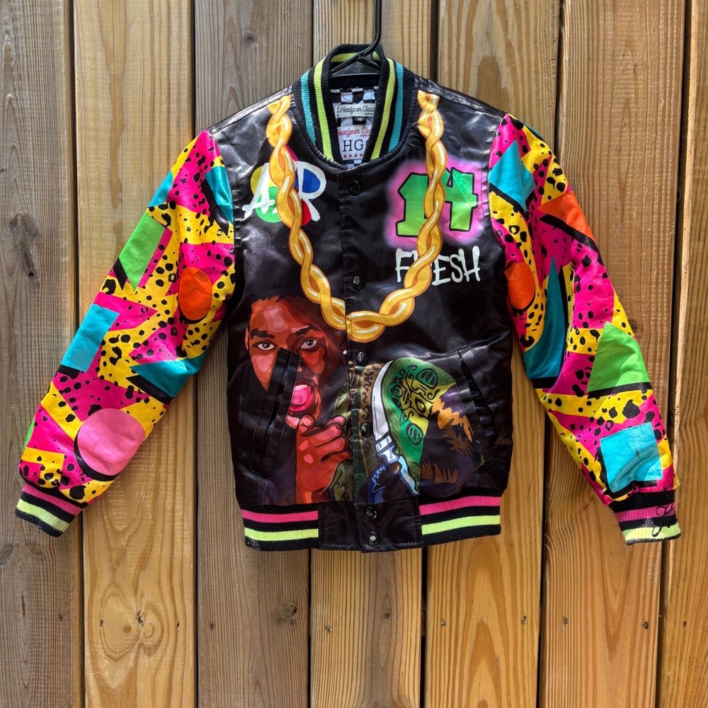 Headgear Classics Fresh Prince of Bel-Air Satin Varsity Jacket Kids XS Black